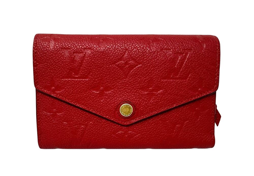 ✨🛍️ Louis Vuitton Red Empreinte Leather Curieuse Compact Wallet